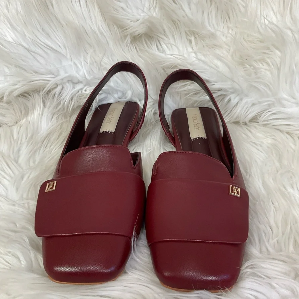 NEW Franco Sarto Women's Teagan Berry Red Leather Slingback Flats Size 9